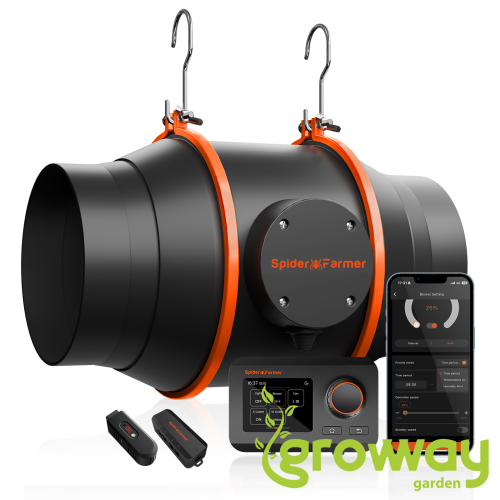 Spider Farmer inline ventilátor 150 mm 402 CFM s GGS Controllerem a smart regulací