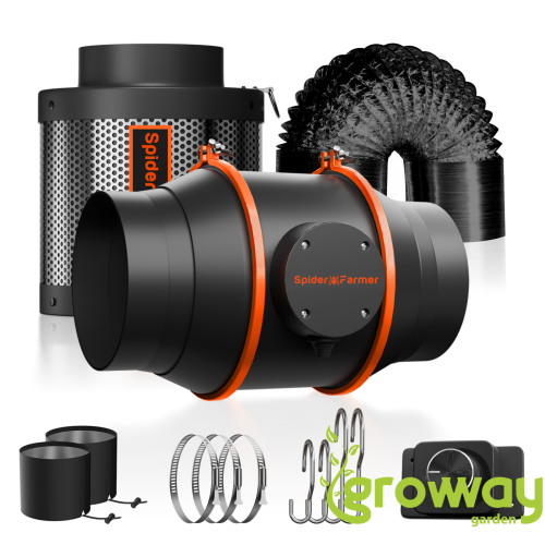 Spider Farmer 6 Inch Inline Fan Kit 402CFM s uhlíkovým filtrem a regulací otáček